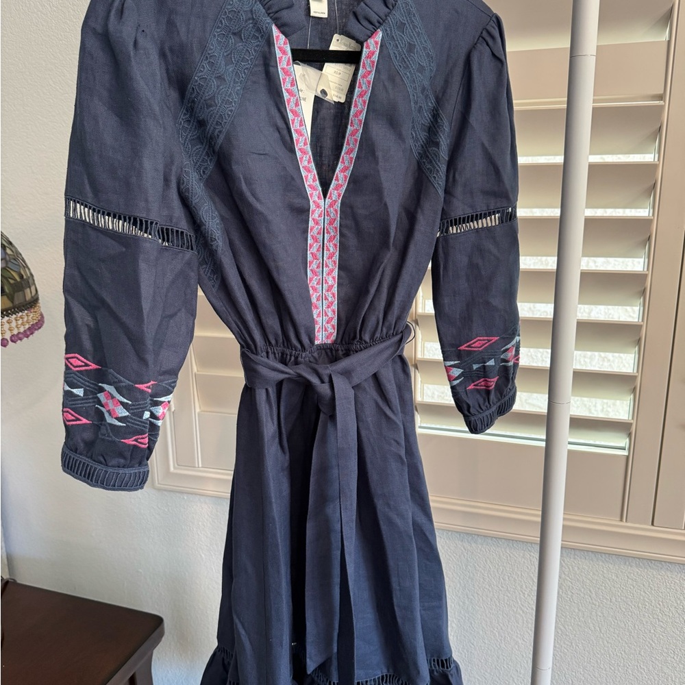 Neiman Marcus - Navy Boho Dress with Embroidery
